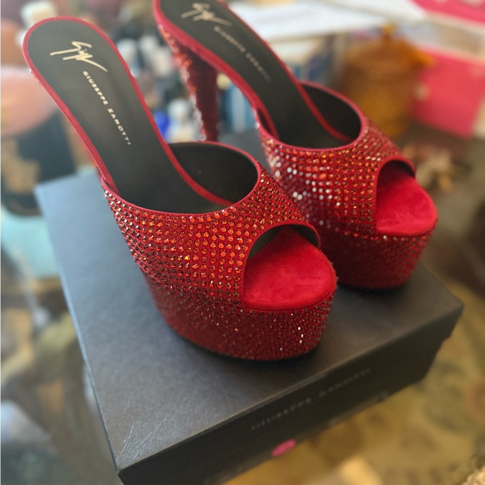 Giuseppe Zanotti Sparkling Red Platform Sandals